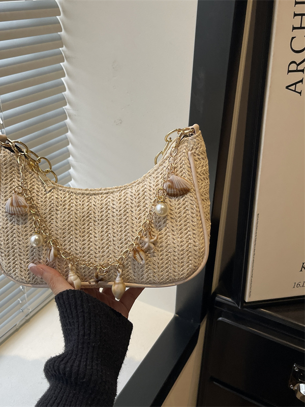 세련된 진주 장식의 밀짚 소재 언더암 캐주얼 출퇴근 가 - Women'S Young Bags 리뷰 및 가격